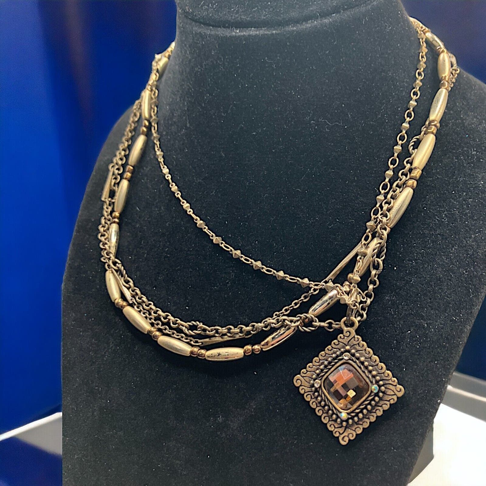 Designer Copper Rhinestone Crystal Four Strand Chain 1825 Inch Necklace 25$